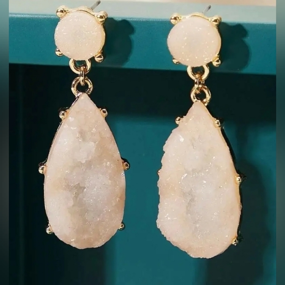 Simulated geode Water drop crystal earrings